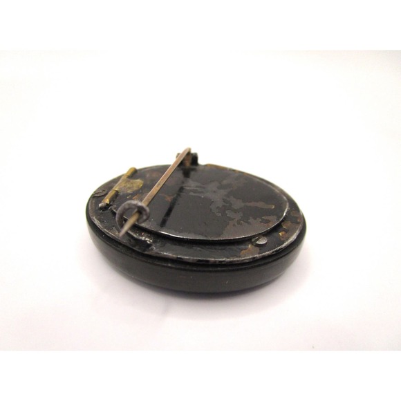 Antique Victorian Whitby Jet Photo Locket Brooch Pin Mourning Pin - Picture 4 of 9